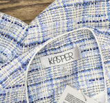 Kasper Tweed 3/4-Sleeve Open-Front Blazer Jacket California Sky Blue Multi 8