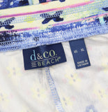 Denim & Co. Print Elastic Waist Side Pocket Straight Leg Pants Blue Multi XL