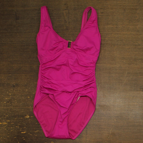 Lauren Ralph Lauren Over-The-Shoulder One Piece Swimsuit Freesia Pink 10