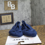 Isotoner Microterry Gemma Ballerina Slippers Navy Blue Chevron M (6.5-7.5)