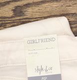 Style & Co. Roll Petite Mid Rise Curvy Girlfriend Jeans Eggnog Off White 8P