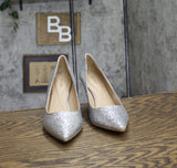 On 34th Womens Jeules Pointed-Toe Slip-on Pumps Silver Glitter Gray 7.5M