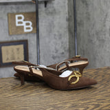 A New Day Tabitha Oversized Chain Slingback Heels 94305248 Brown 8.5M
