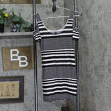 Planet Gold Juniors Printed Cold-Shoulder Bodycon Dress Black Stripe M