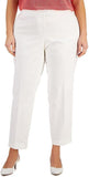 Anne Klein Plus Bowie Cotton Stretch Straight Leg Pants Bright White 24W