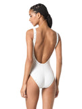 Michael Michael Kors Womens Crepe Solids Scoop Neck One Piece Swimsuit White 4