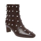 A New Day Wide Width Tigris Low-Shaft Studded Heeled Booties Dark Brown 7.5W