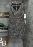 City Studio Metallic Boucle Pocket Tweed Sheath Mini Dress Black / Gold Multi 0