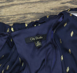 City Studios Juniors Foil-Print Jersey Fit Mini Dress Navy Blue / Gold M