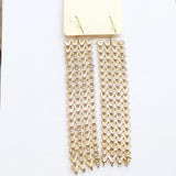 Melody Womens Fashion Dangly Chevron Link Chain Earrings Gold Yellow 5"