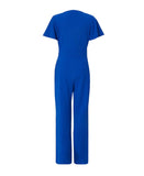 Quiz Womens Scuba Crepe Faux Wrap Front Palazzo Jumpsuit Blue 14