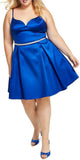 B. Darlin Plus Rhinestone V-Neck Cocktail and Party Dress 8018921 Royal Blue 16W