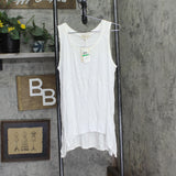 Pink Rose Juniors Side-Slit Handkerchief-Hem Tank Top White L