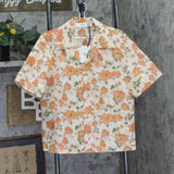Sefr Sleeve Button Down Collar Floral Beach Camp Shirt Illusion Orange Multi S