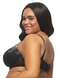 Paramour Womens Aura Embroidered Contour Bra Demi Coverage Black Champagne 40DD
