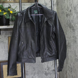 Wild Fable Boxy Faux Leather Full Zip Collar Neck Button Cuff Jacket Black L