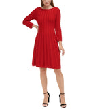 Jessica Howard Womens Cable-Knit Fit Flare Sweater Dress JH3M4915 Flare Red XL