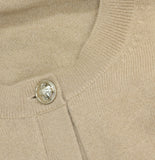 Aqua Womens 100% Cashmere Crewneck Button Front Cardigan Camel Brown M