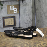 A New Day Womens London Lace Sling Back Bow Flats 94303521 Black 6M