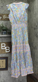 Bell Womens Silk Blend Annabelle Maxi Dress BELLSP25-1 Blue / Yellow Print M