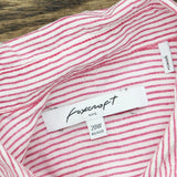 Fox Craft Womens Linen Striped Plus Size Button Up Shirt Red / White Stripes 20W
