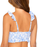 Raisins Juniors Lily Printed Ruffle-Trim Bikini Bra N711747 Blue Moon M