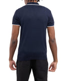 Spring + Mercer Collar Short Sleeve Sweater Polo Shirt Navy Blue / White XL