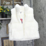 Universal Thread Alpine Faux Shearling Full Zip Puffer Vest Cream Off White L
