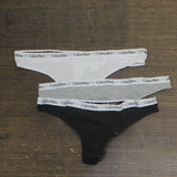 Calvin Klein Womens Carousel 3-Pack Thong QD3587 Black / White / Grey Heather XL