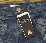 Guess Stretch Denim Skirt with Laser Print Detail Indigo Tropical Jungle Blue 12