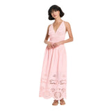 Future Collective Womens Eyelet Maxi A-Line Dress 94236108 Light Pink XL