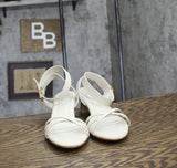 Schutz Womens Alexandra Mid Block Sandals Pearl Off White 8.5B