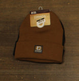 Canada Work Gear Mens 2 Pack Winter Cuffed Toques Knit Beanie Hats Brown / Black