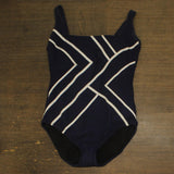 Gottex Womens Standard Mirage One-Piece Swimsuit MM172UR Navy Blue / White 16