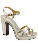 Donna Karan Spencer Platform Dress Sandals F1623231 White Gold 7.5M