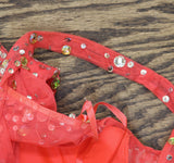 Blondie Nites Juniors Embellished Mesh Front-Slit Gown BRIGHT Coral Pink 1