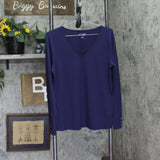 Attitudes by Renee Womens Knit Solid V-Neck Shirt Top A702854 Evening Blue M