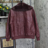 Wild Fable Faux Leather Bomber Jacket with Faux Fur Collar 94656101 M Red