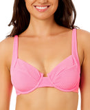 Salt + Cove Wavy-Scrunch Scoop-Neck Bralette Bikini Swim Top Bright Rose Pink M