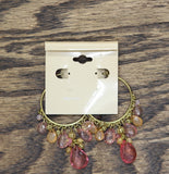 Fashion Earrings Dangly Beaded Cluster Teardrop Hoop Earrings Gold / Pink 2.75"