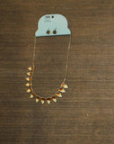 Ella Fashion Geometric Pendant Dangly Earring Necklace Set Gold / Brown 18" + 3"