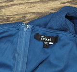 Trixxi Juniors Puff-Sleeve Side-Tie Fit & Flare Dress Dark Teal Blue Green L