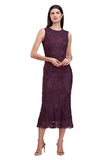 JS Collections Tea Length Fit Flare Sleeveless Bateau Neck Dress Purple 12