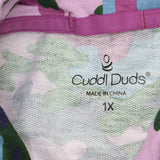 Cuddl Duds Womens French Terry Full Zip Plus Size Sweatshirt Purple Camo 1X
