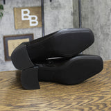 A New Day Womens Faux Leather Block Heel Booties Boots Black 9M