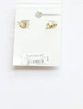 Francesca's Zirconia Evening Chain Faux Hoop Post Earrings Gold Yellow 1.25"