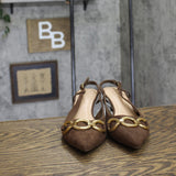 A New Day Womens Tabitha Oversized Chain Sling Back Heels 94305249 Brown 9M