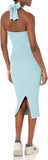 Guess Women's Sleeveless Halter Mariposa Rib Dress W2YK07Z30Y2 Aqua Tile Blue L