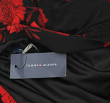 Tommy Hilfiger Surplice-Neck Long Sleeve Smocked Midi Dress Black / Scarlet 8