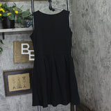 24Seven Comfort Apparel Fit & Flare Pleated Skater Dress with Pockets Black XL